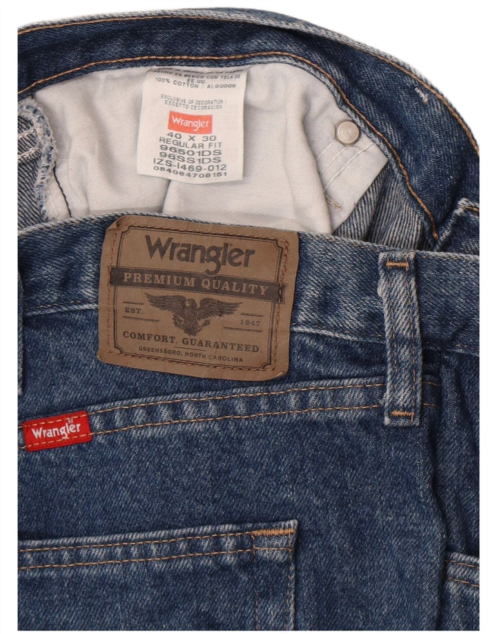 Wrangler Mens Regular Fit Straight Jeans W40 L30 Blue Cotton