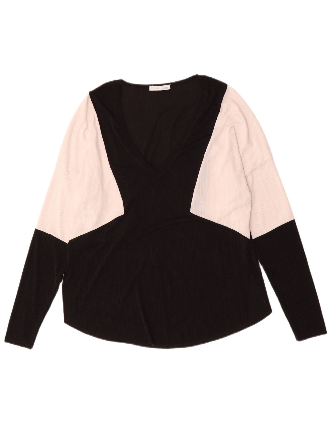 Zara Dametop Langærmet UK 10 Small Black Colourblock
