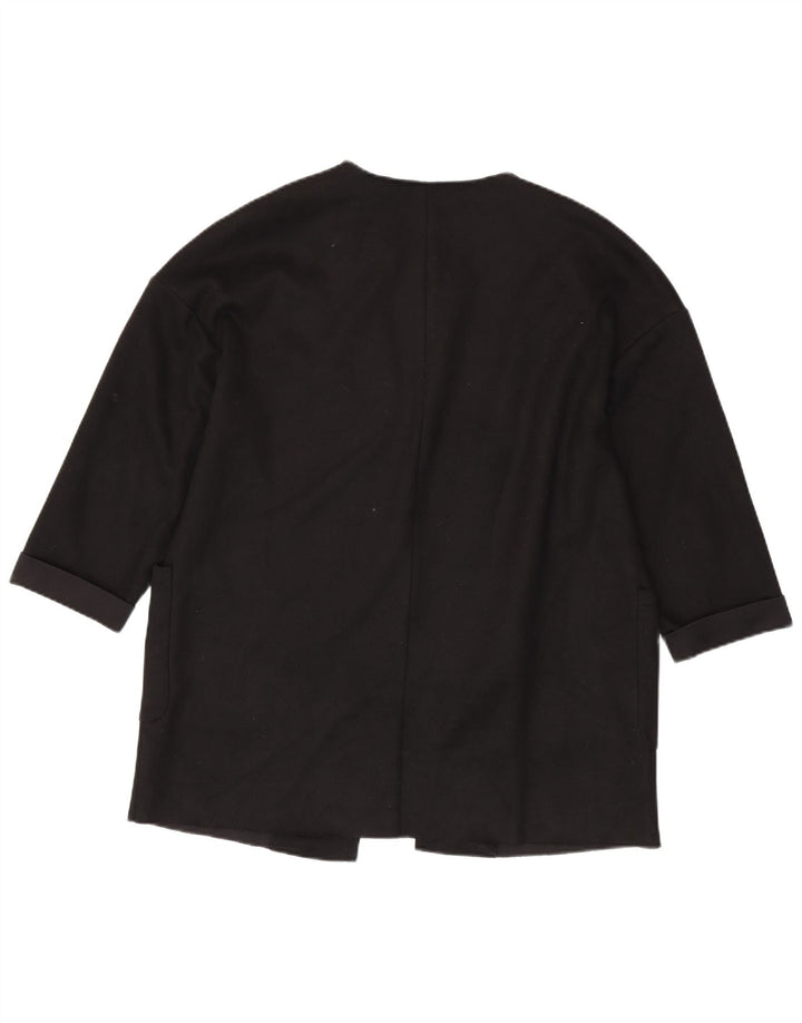 ZARA Dame Oversized 3/4 ærmet åben blazerjakke UK 10 Small Black
