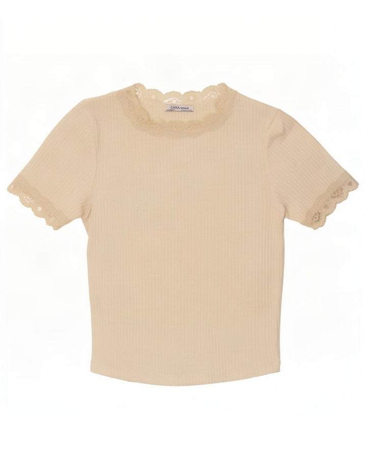 Zara Womens Crop Bluse Top UK 12 Medium White