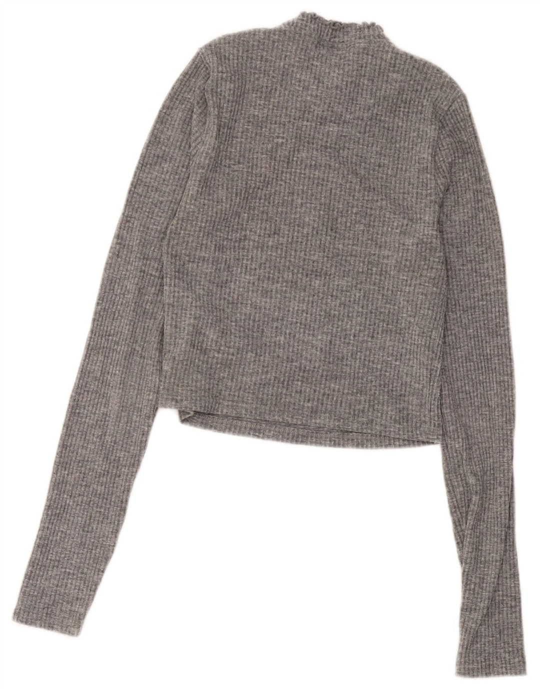 Topshop Womens Zip Neck Crop Top UK 10 Small  Grey Flecked Polyester