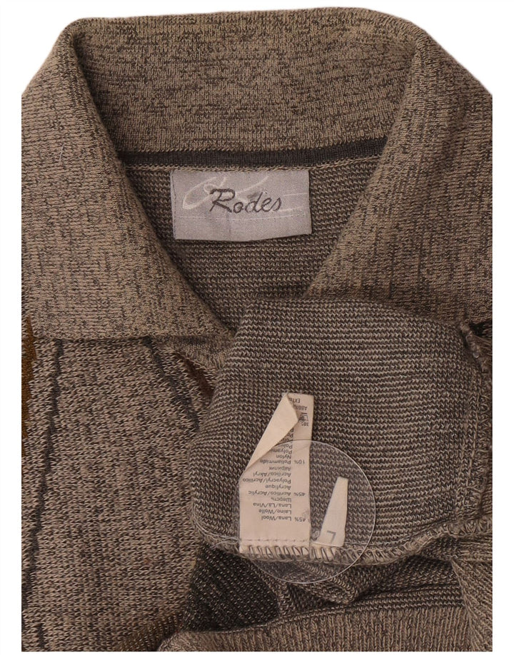 Rodes Herre Polo Neck Jumper Sweater Large Grey Argyle/Diamond Wool