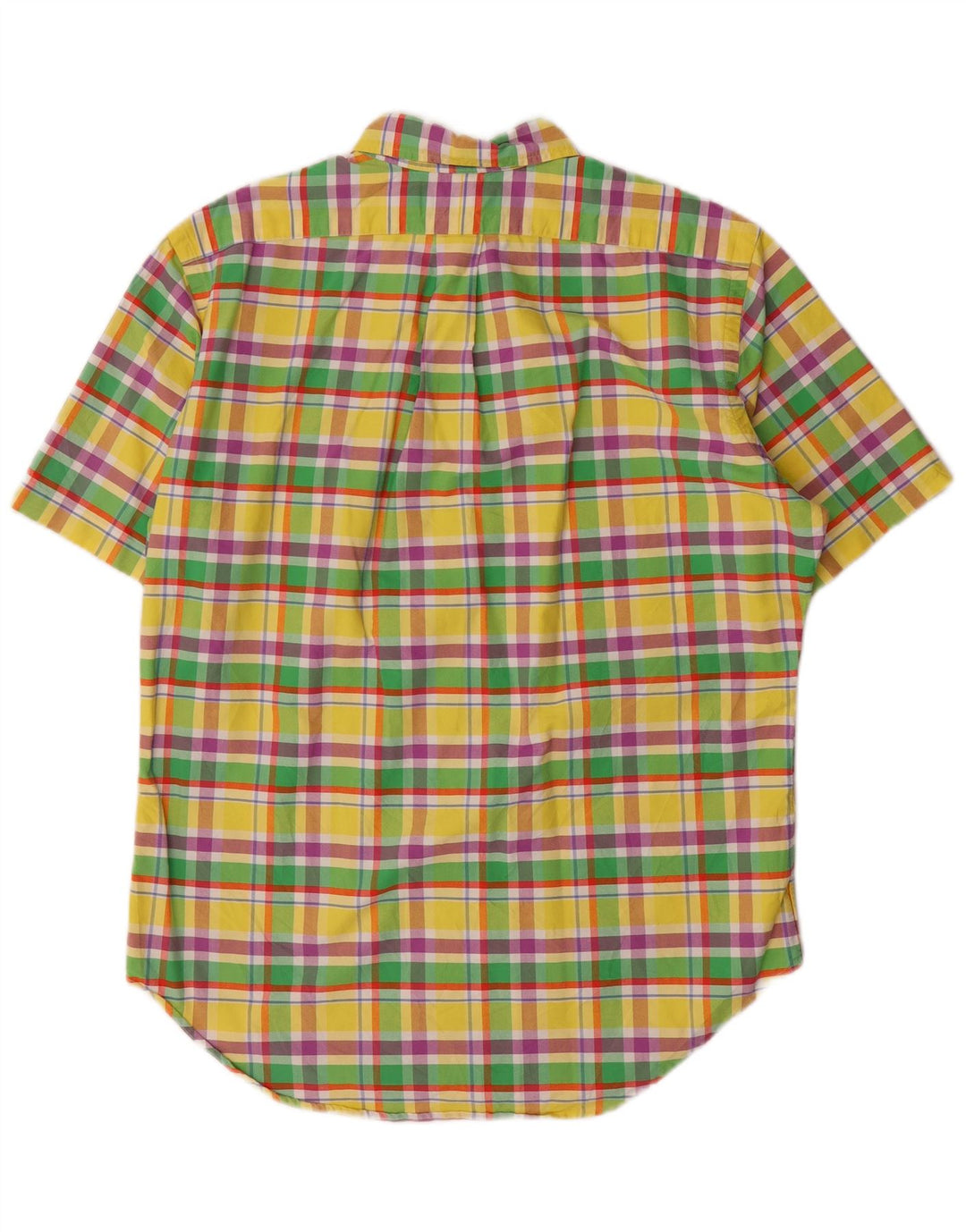 RALPH LAUREN Mens Short Sleeve Classic Fit Shirt Medium Yellow Check