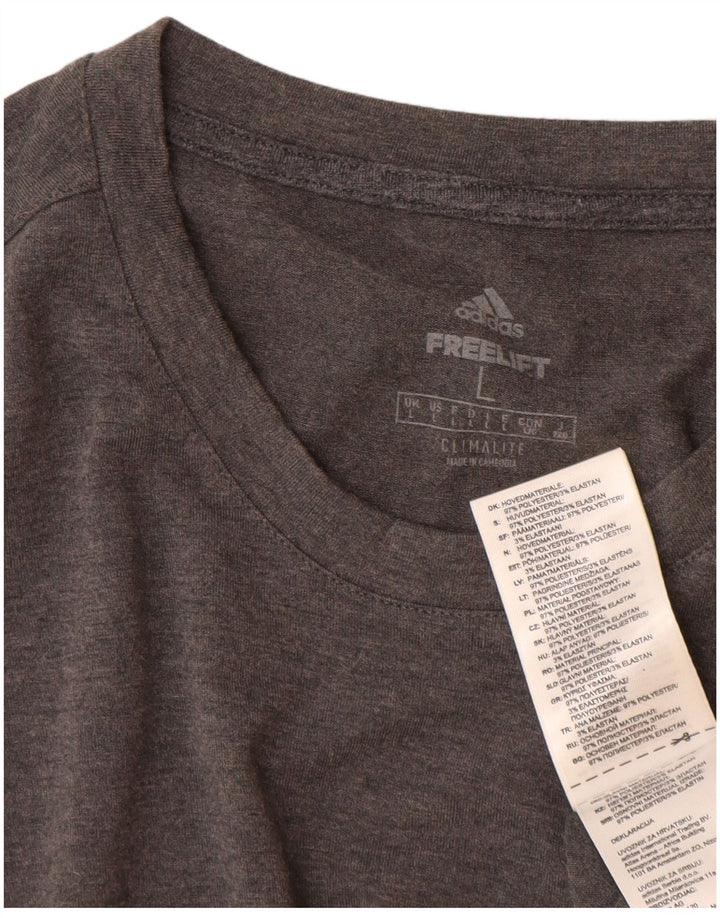 Adidas Mens Climalite T-Shirt Top Large Grey Flecked Polyester