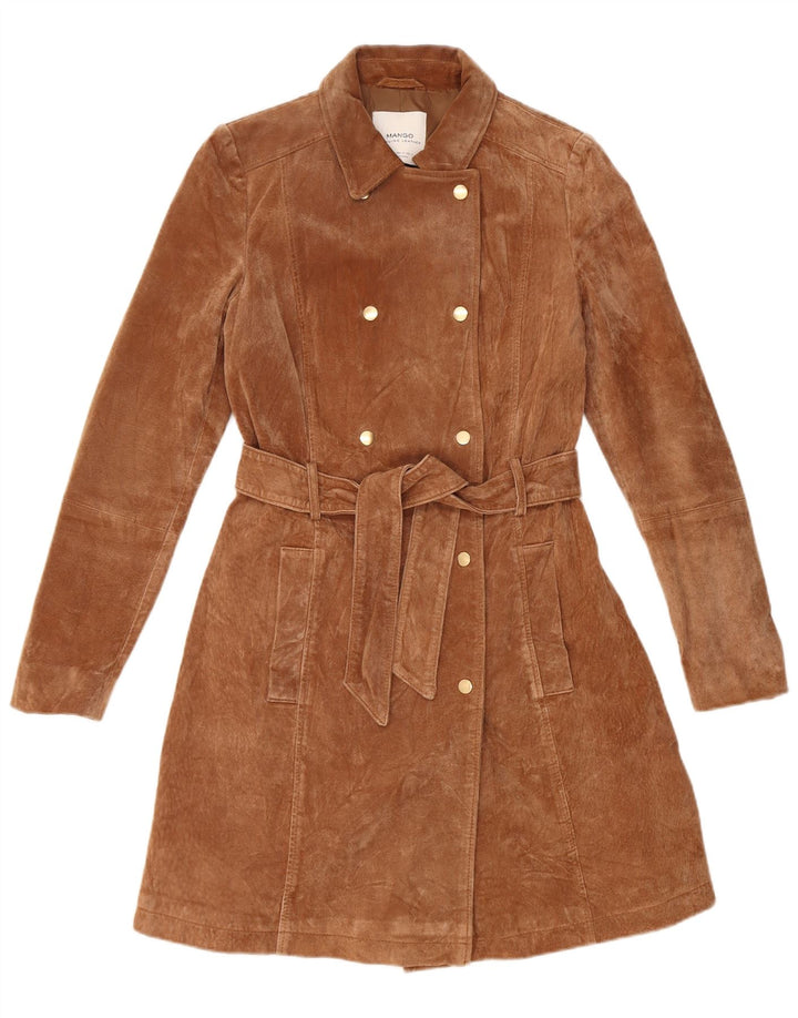 Mango Manteau en daim pour femme UK 12 Cuir marron moyen