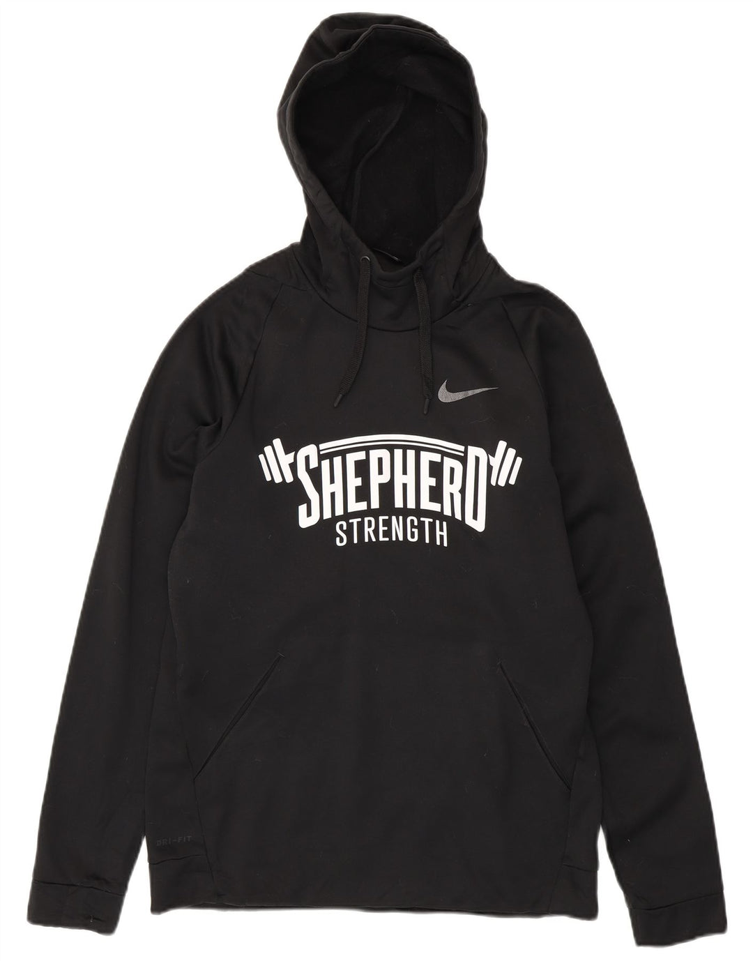 Nike Mens Dri Fit Graphic Hoodie Jumper Medium Black Polyester
