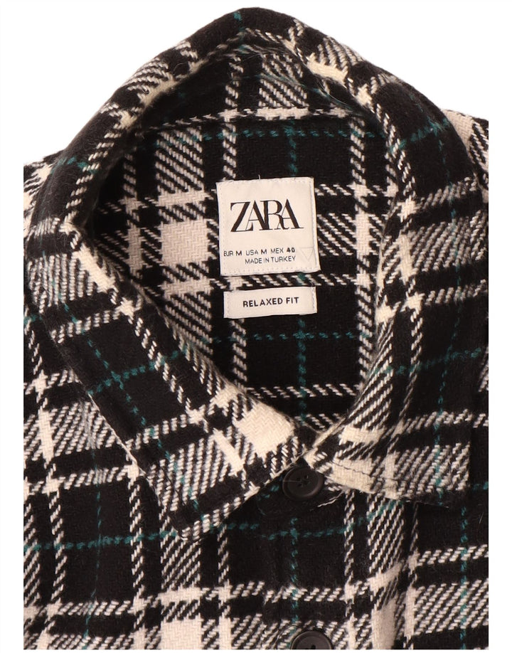 Zara Mens Overshirt Relaxed Fit Shirt Medium Black Check