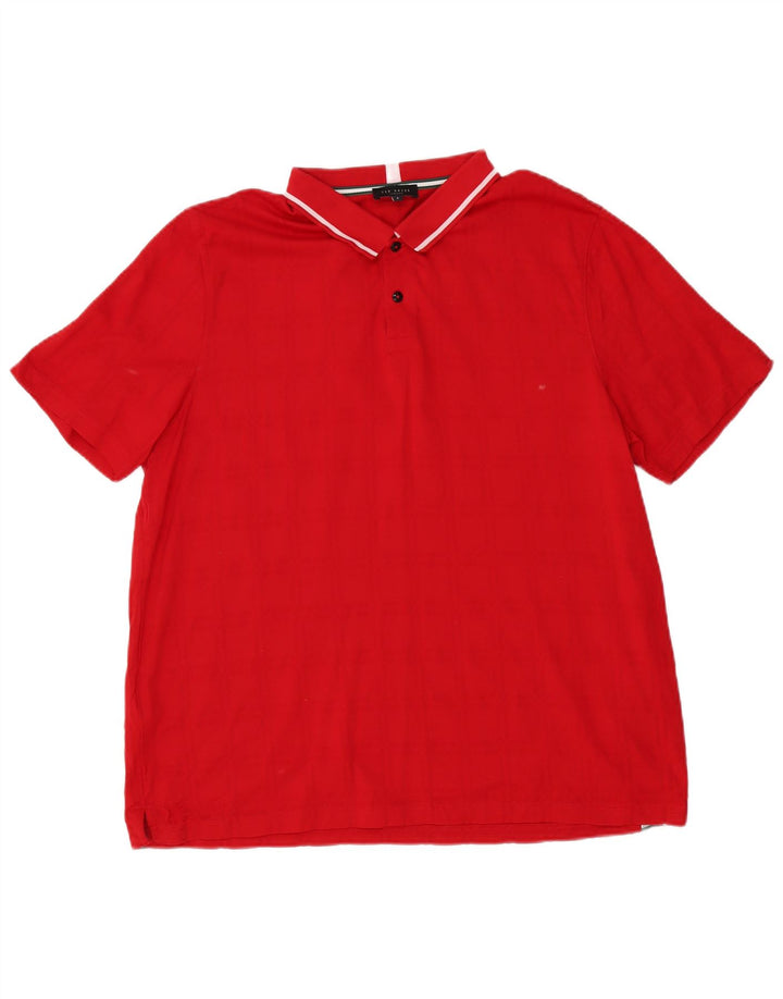 Ted Baker Mens Polo Shirt Size 5 XL Red Cotton