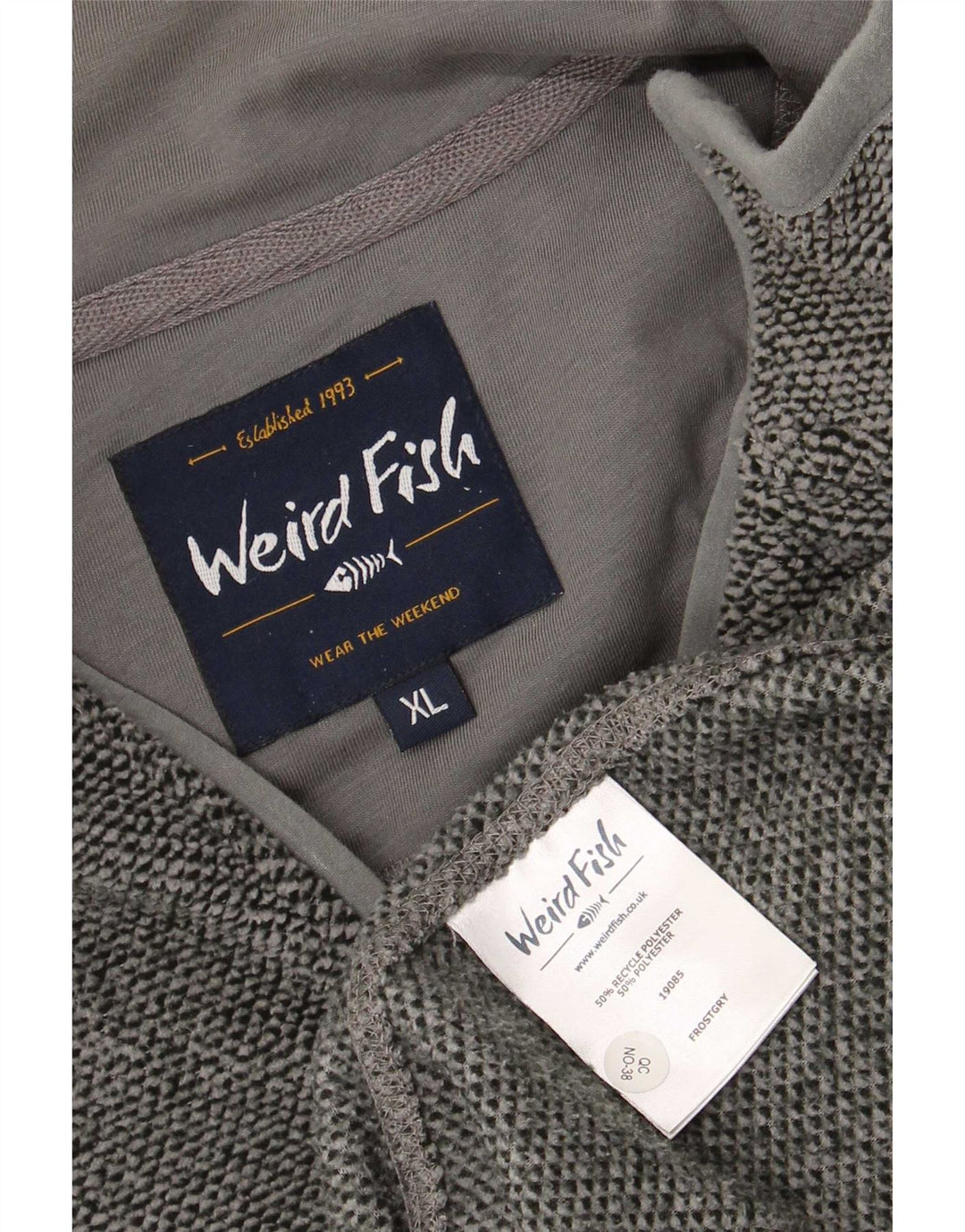 Felpa da uomo con collo con zip Weird Fish, maglione XL, poliestere grigio