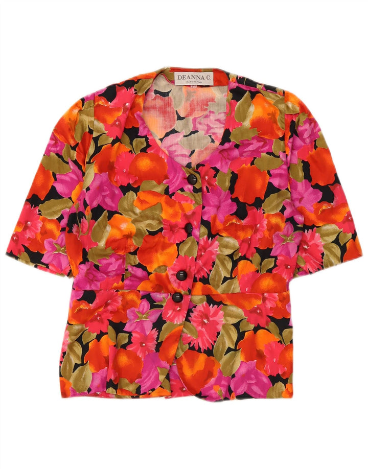 Vintage Womens Short Sleeve Shirt Blouse IT 45 Medium Multicoloured Floral