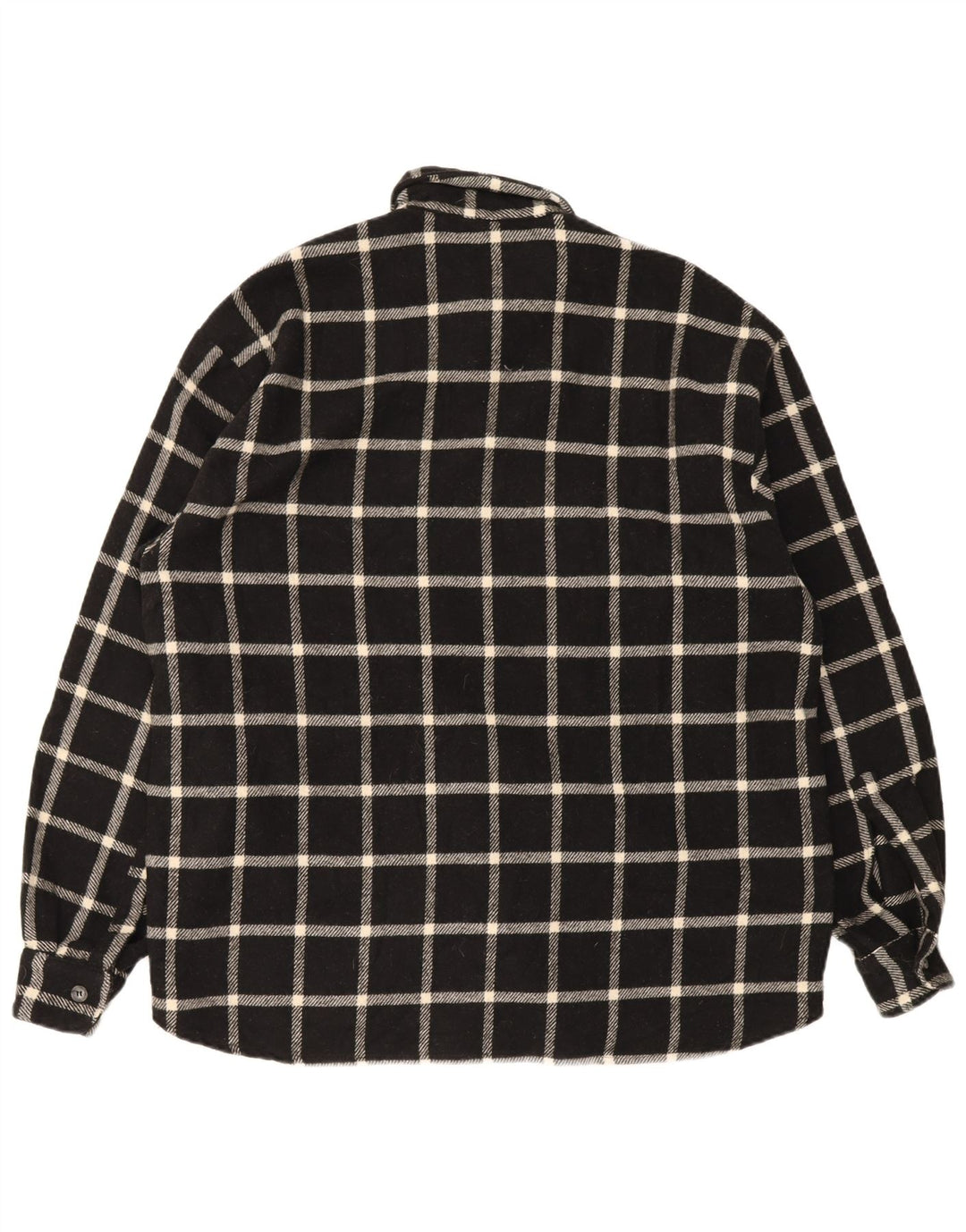 Camicia vintage da uomo in flanella a quadri neri grandi