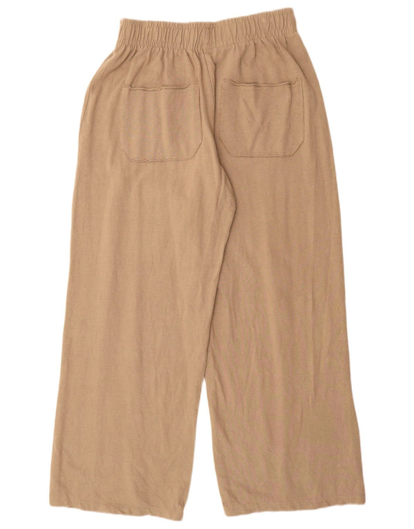 Zara Damen-Trainingshose mit weitem Bein, UK 12, mittelbeige Baumwolle