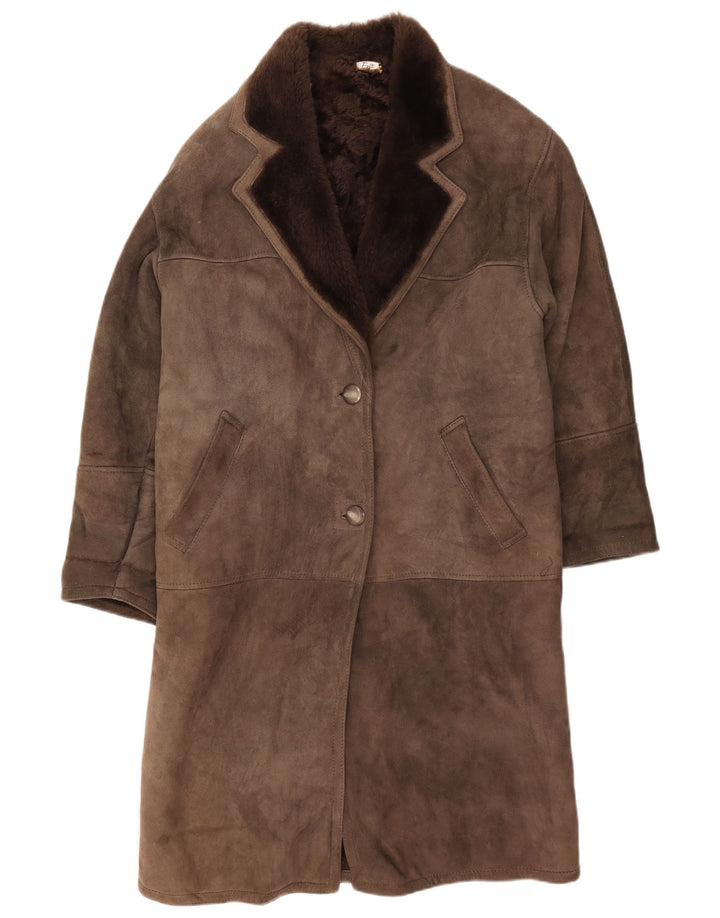 Vintage Womens Shearling Coat IT 42 Medium Grey Shearling