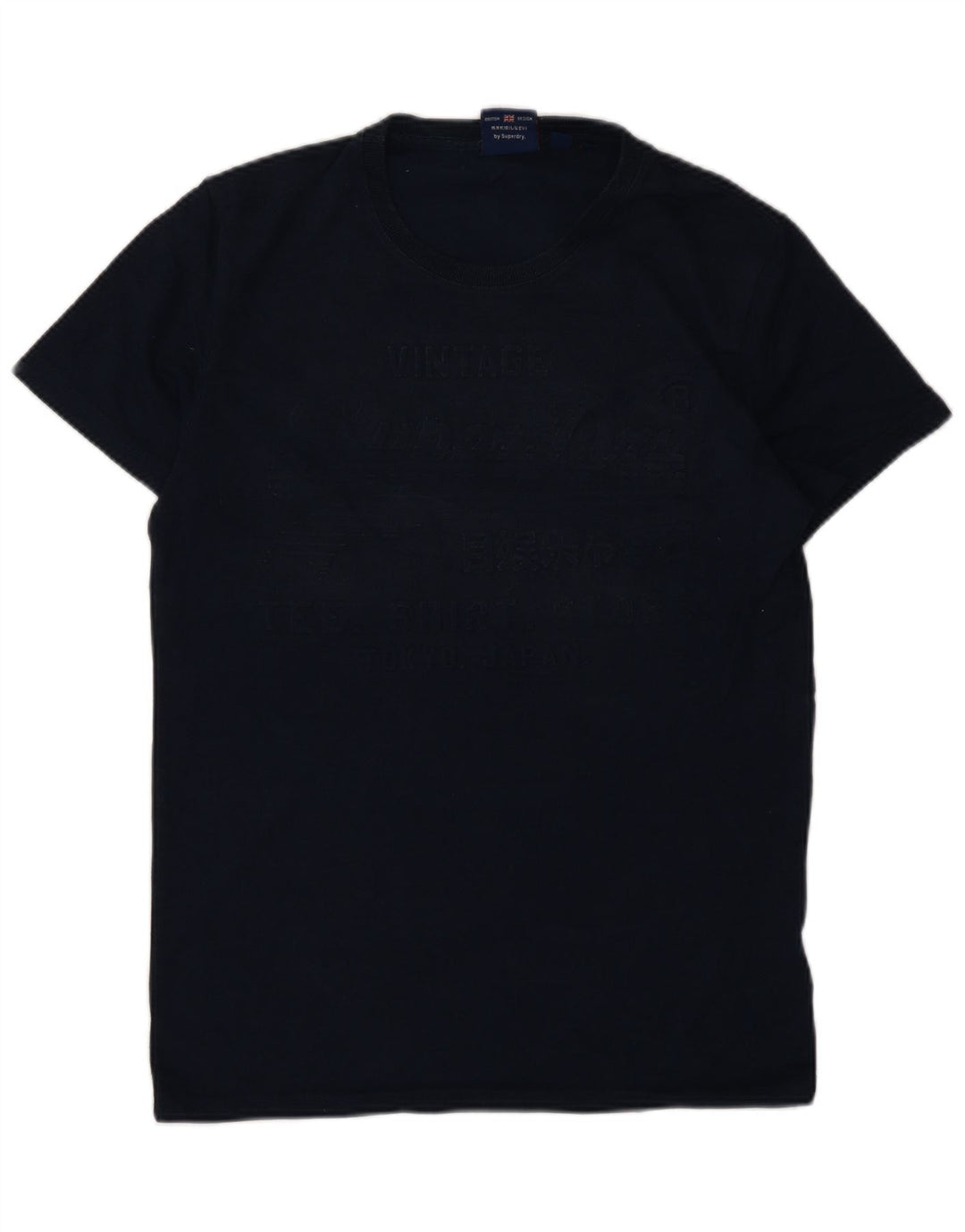 Superdry Mens Graphic T-Shirt Top Medium Navy Blue Cotton