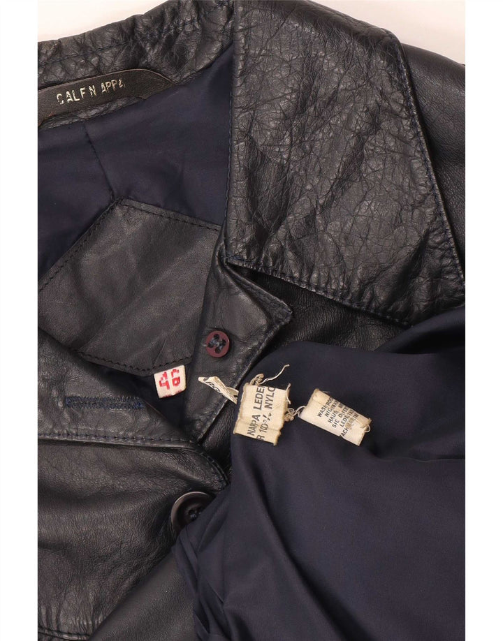 Giacca in pelle da donna vintage IT 46 grande in pelle nera