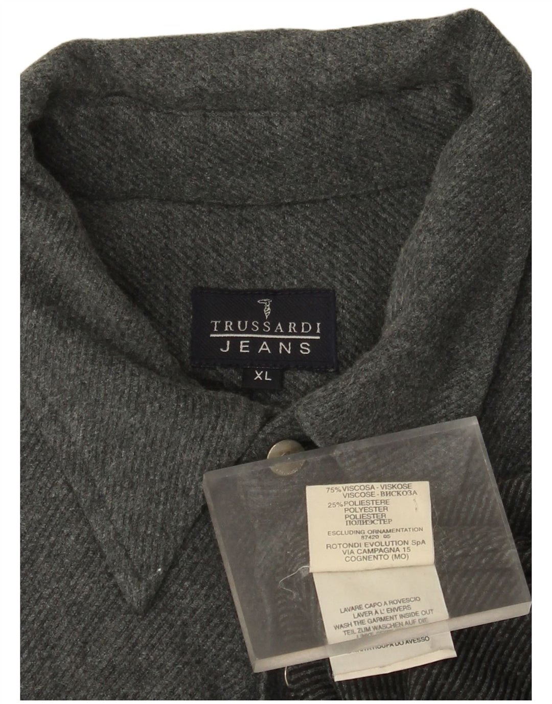 Camicia Trussardi Jeans Uomo in Flanella XL Viscosa Grigia