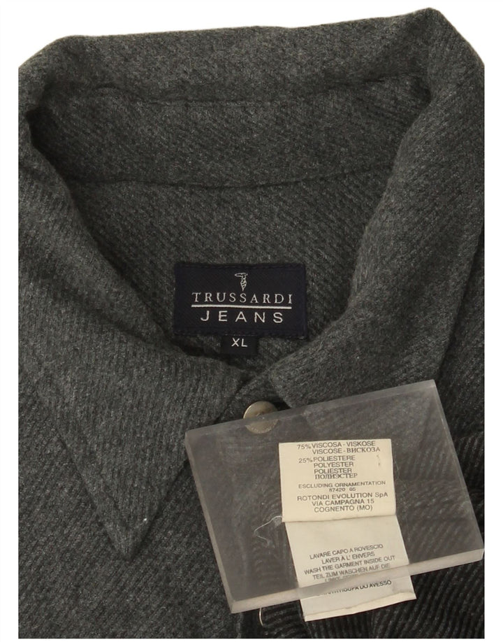 Camicia Trussardi Jeans Uomo in Flanella XL Viscosa Grigia
