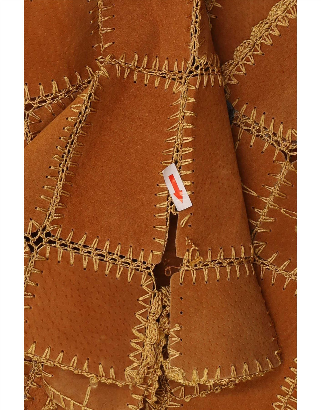Colete de camurça vintage feminino XL marrom patchwork
