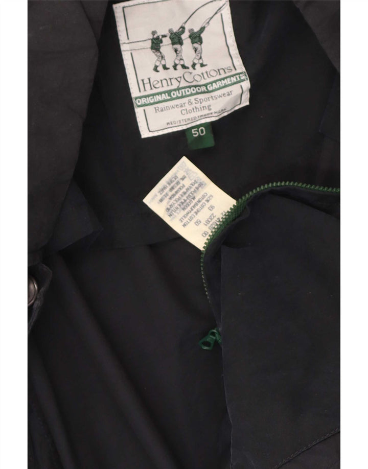 Henry Cottons Herren-Regenjacke IT 50 Large aus marineblauer Baumwolle