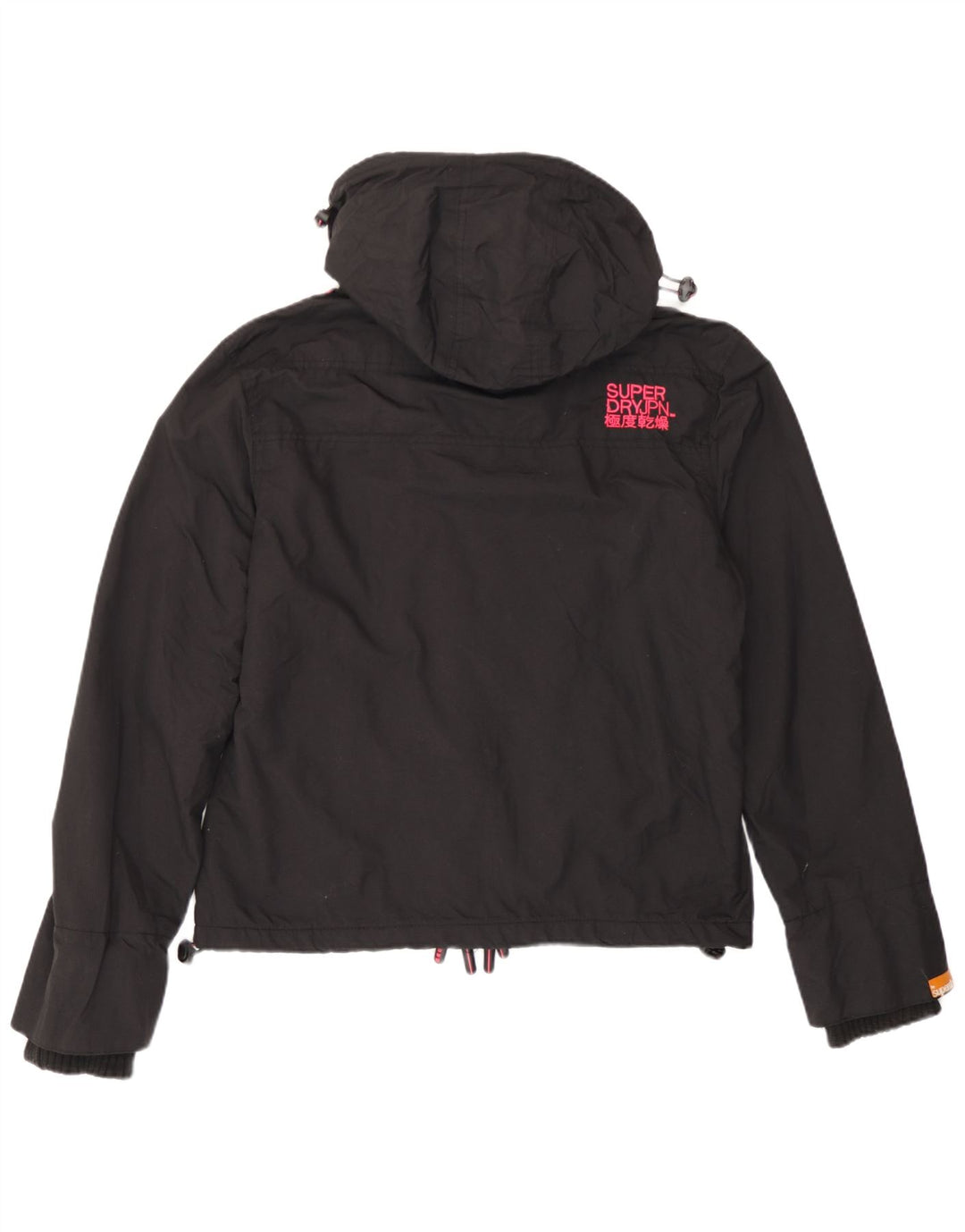 Superdry Womens Hooded Windbreaker Jacket UK 14 Large Black Nylon