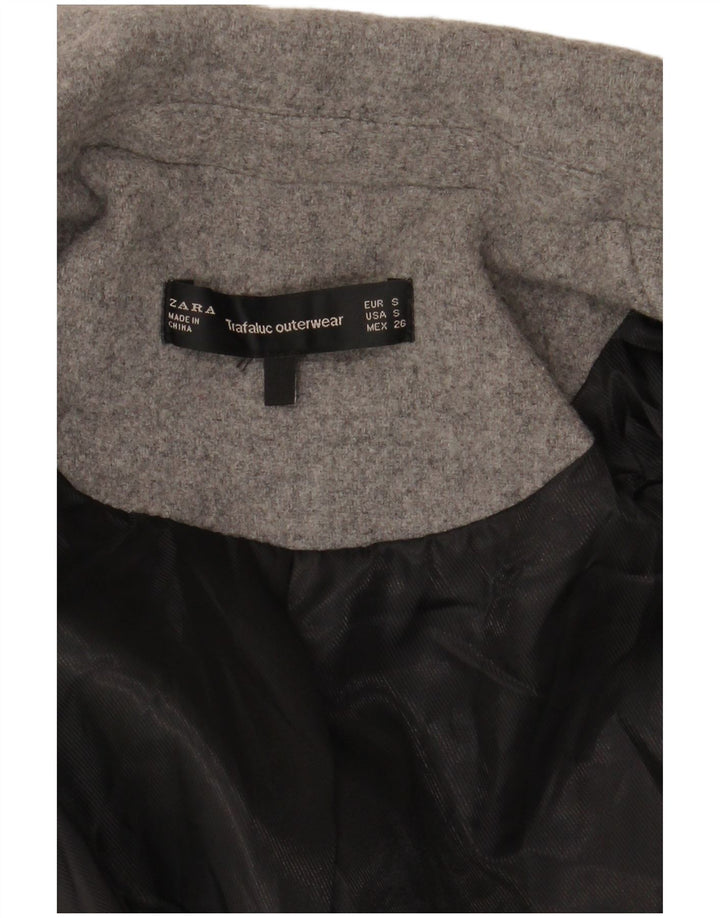 ZARA Womens Double Breasted Coat UK 10 Small Grey