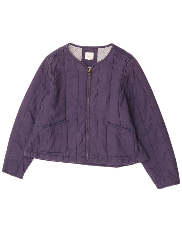 Fat Face Dame Quiltet Jakke UK 18 XL Navy Blue Bomuld