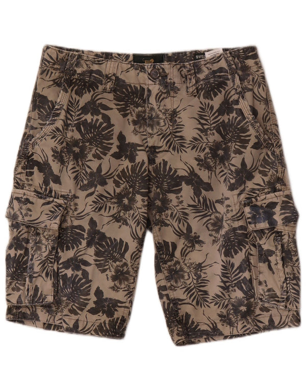 Pantaloncini cargo da uomo vintage 52 superiori IT 46 piccoli W32 cotone floreale beige