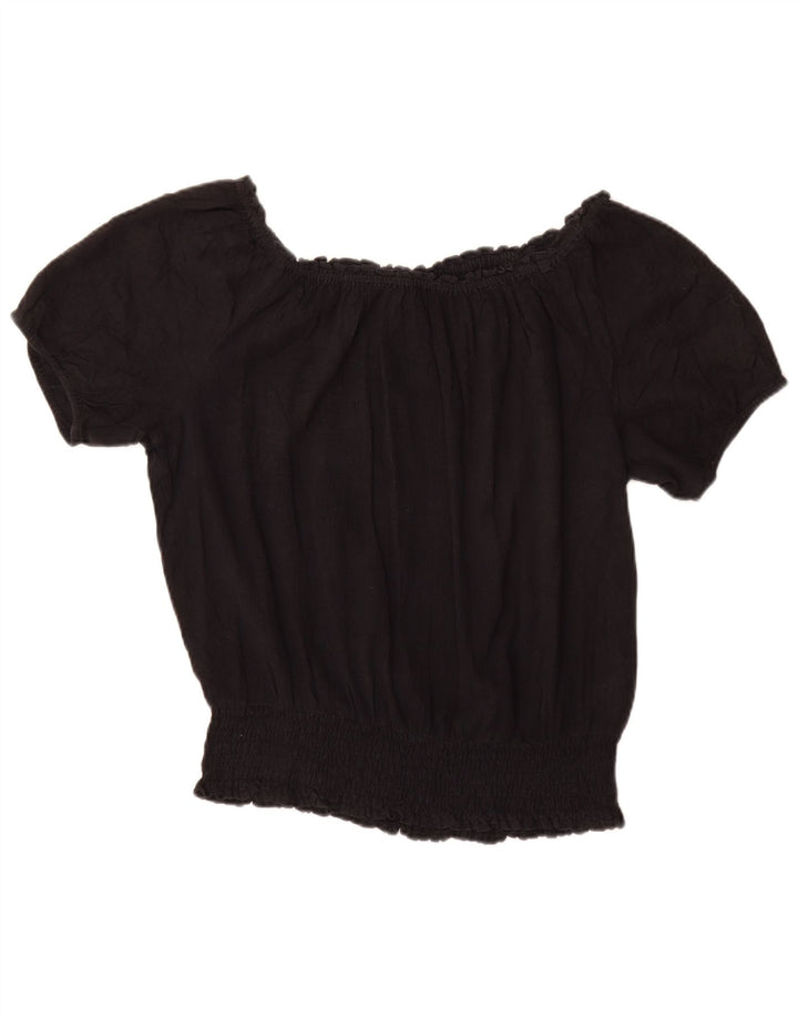 MICHAEL KORS Dame bluse Top UK 14 Stor Sort Bomuld