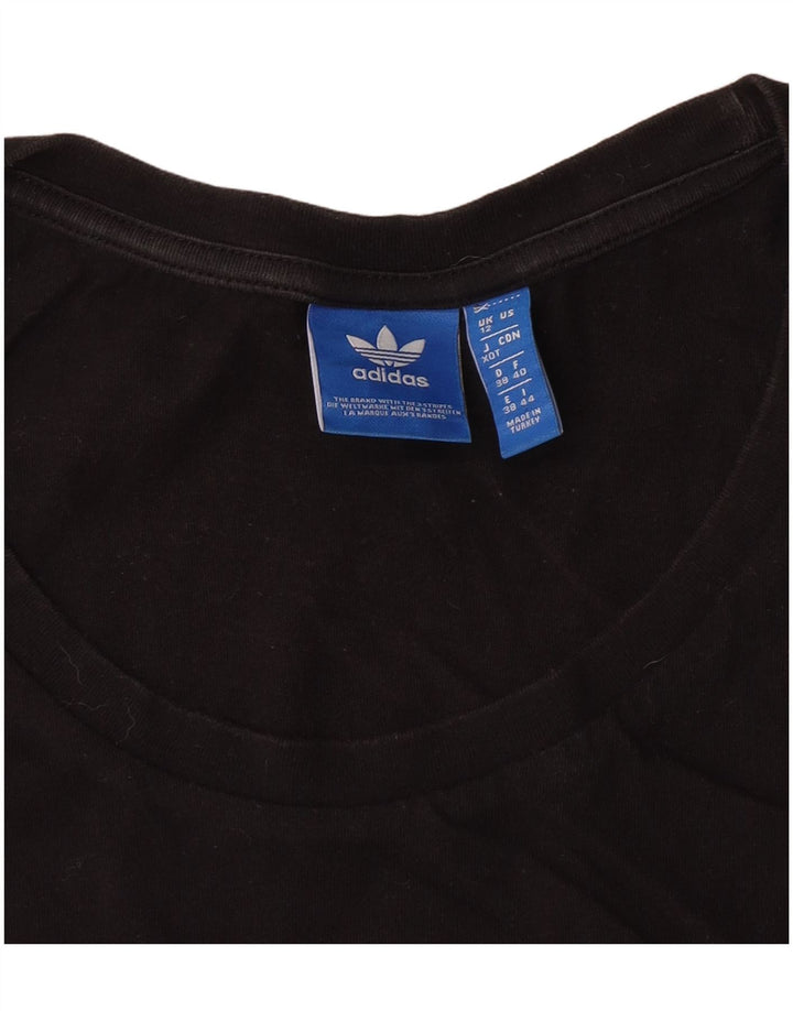 Adidas Womens Crop Graphic Vest Top UK 12 Medium Black
