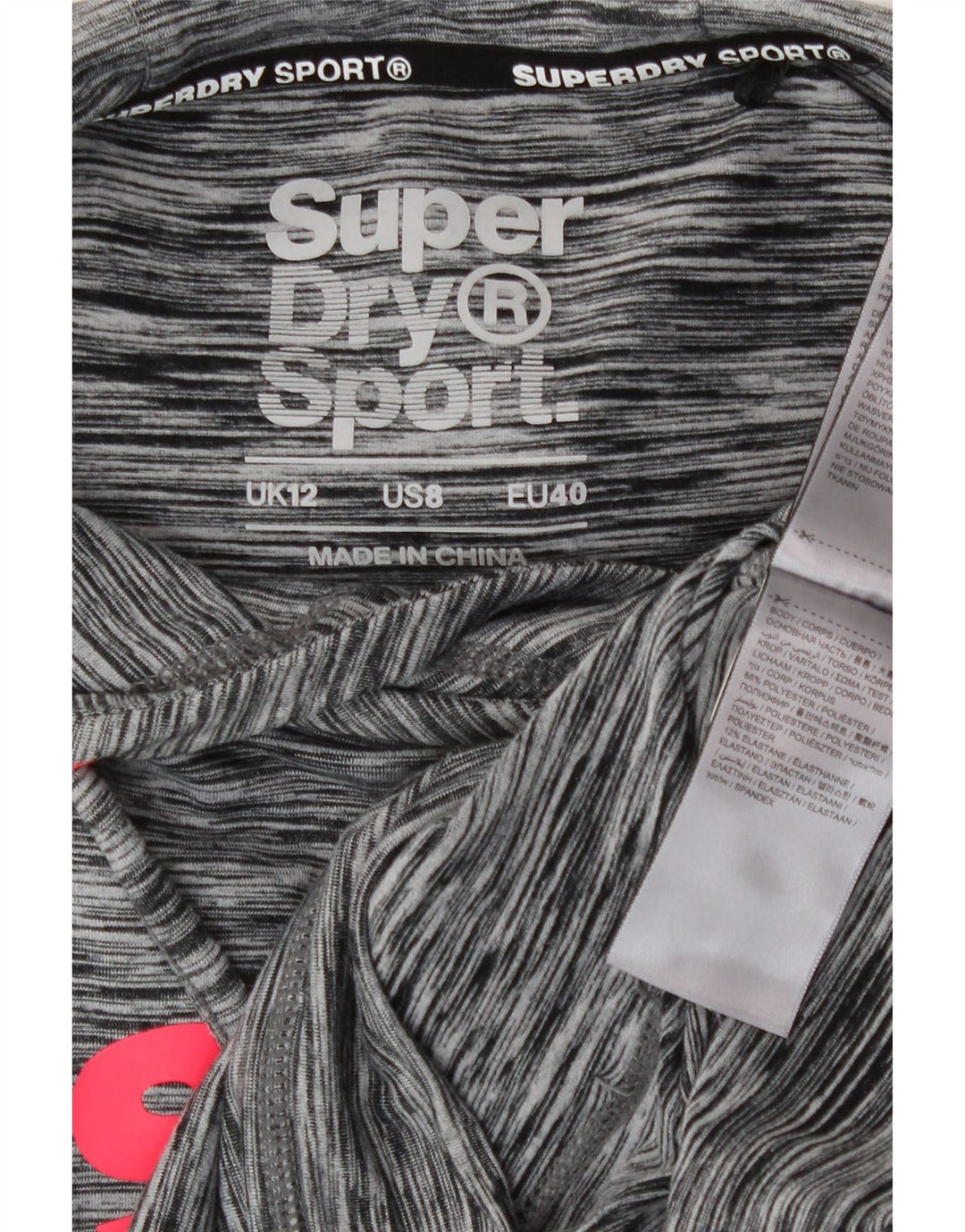 Superdry Womens Graphic Hoodie Jumper UK 12 Medium  Grey Flecked Polyester