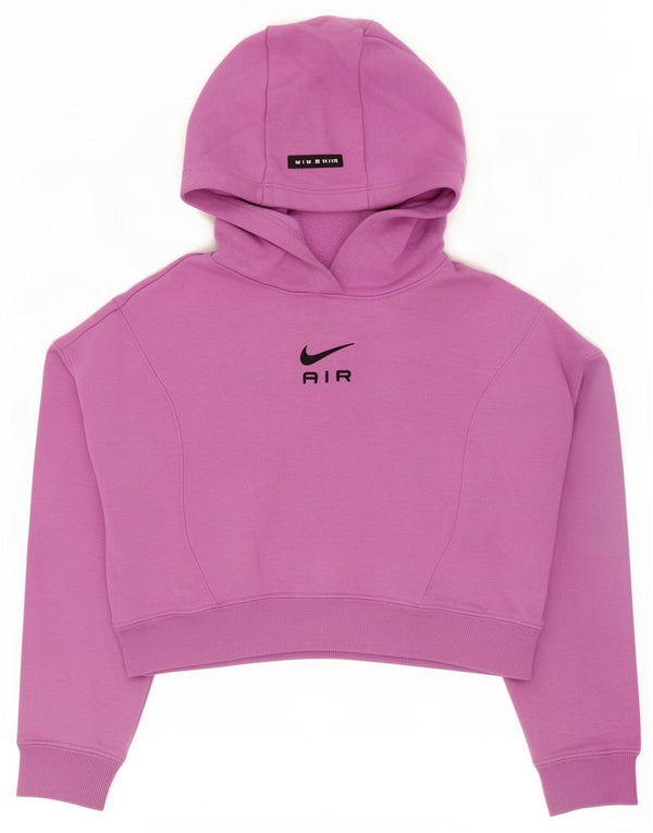 Nike Girls Crop Graphic Hoodie Jumper 10-11 Years Medium Purple Cotton