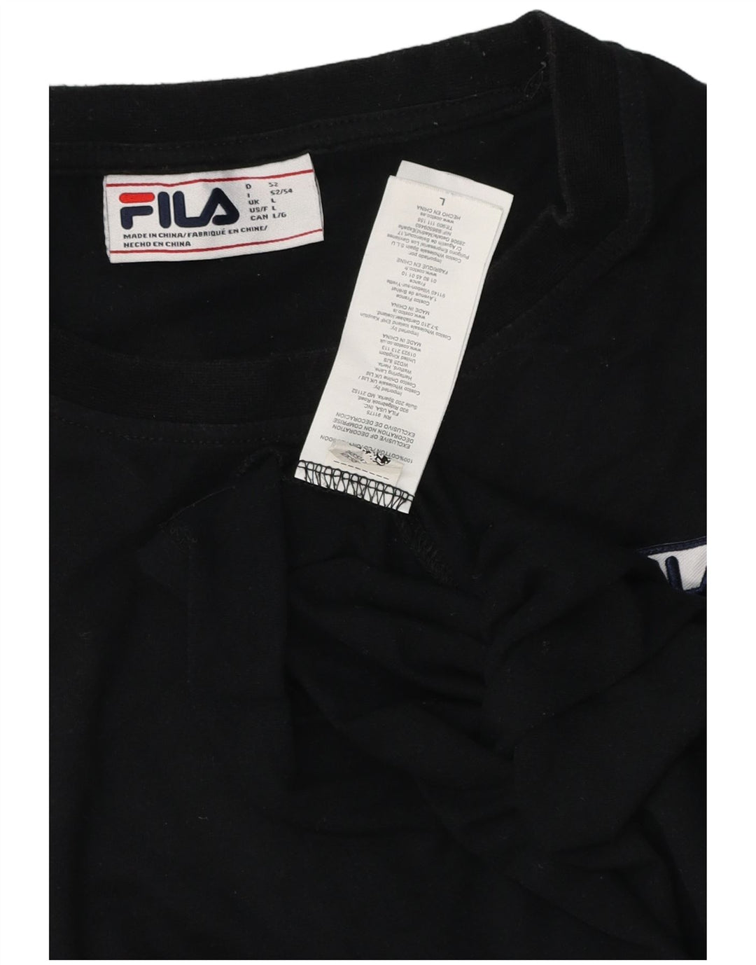 FILA Womens T-Shirt Top Large Black Cotton