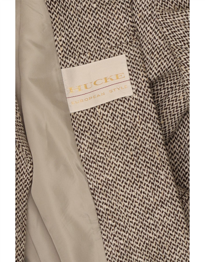 Hucke Womens 4 Button Blazer Jacket UK 14 Medium Grey Herringbone