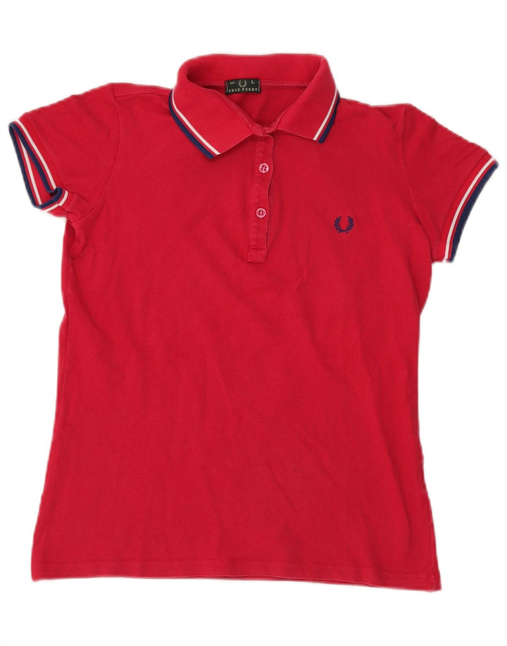 Fred Perry Polo Femme UK 14 Large Rouge