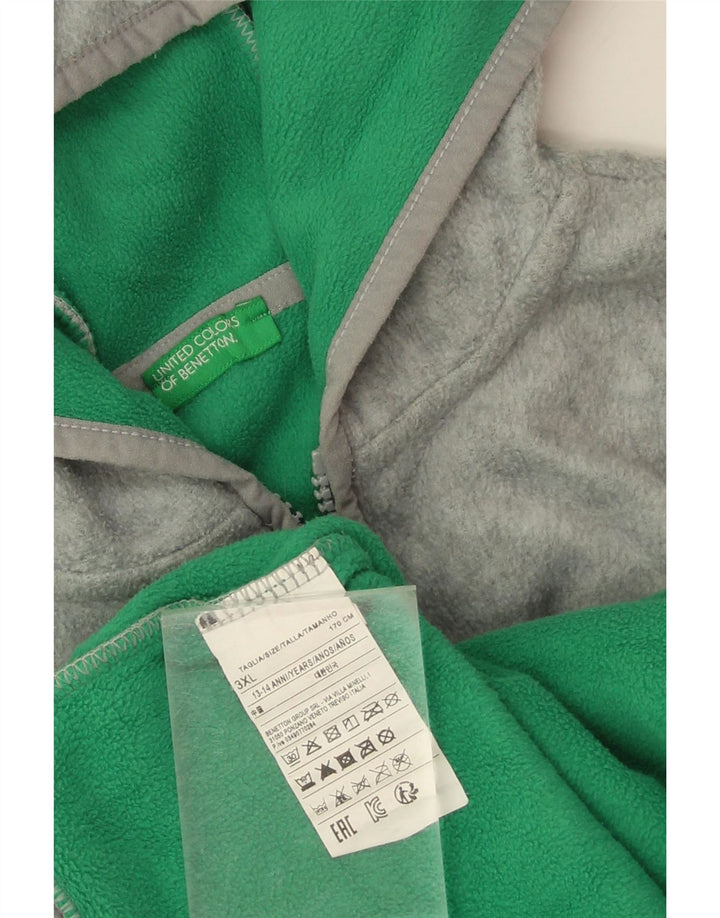 Benetton Boys Hooded Fleece Jacket 13-14 Years 3XL Grey Polyester