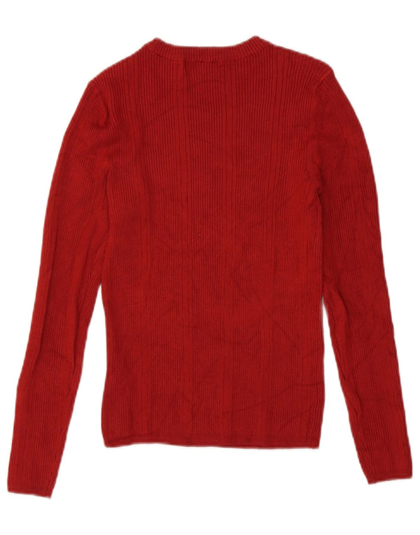 Maglione maglione con scollo a barca da donna Marks & Spencer UK 8 piccolo in viscosa bordeaux