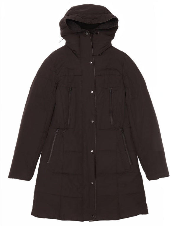 Zara Mujer Abrigo Acolchado Con Capucha UK 44 Medium Negro