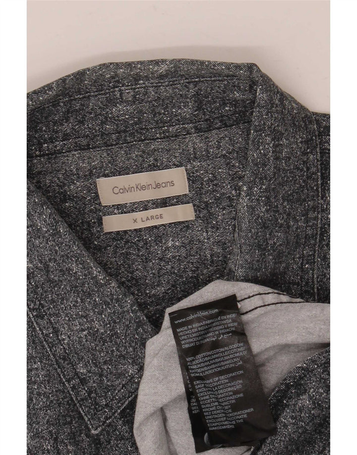 Calvin Klein Jeans Camicia da uomo con motivo astratto XL in cotone grigio