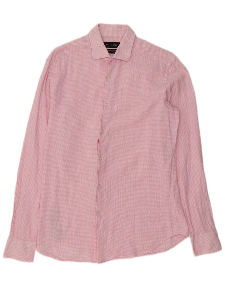 Camicia da uomo Massimo Dutti in cotone a quadri piccoli rosa