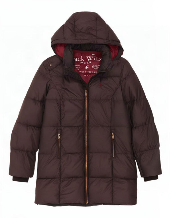 Jack Wills Womens Hooded Padded Coat UK 8 Small Grey Polyester