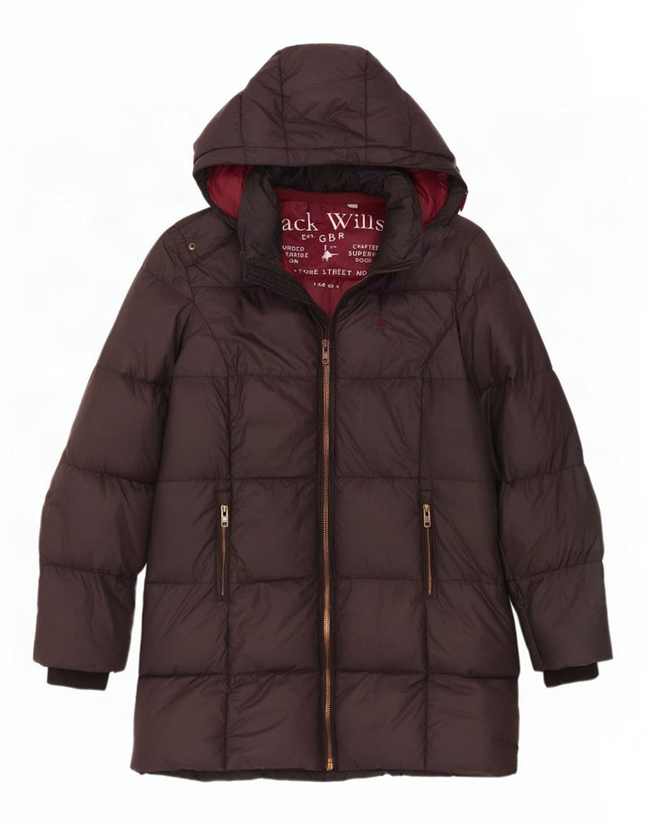 Damski ocieplany płaszcz z kapturem Jack Wills UK 8, mały, szary poliester