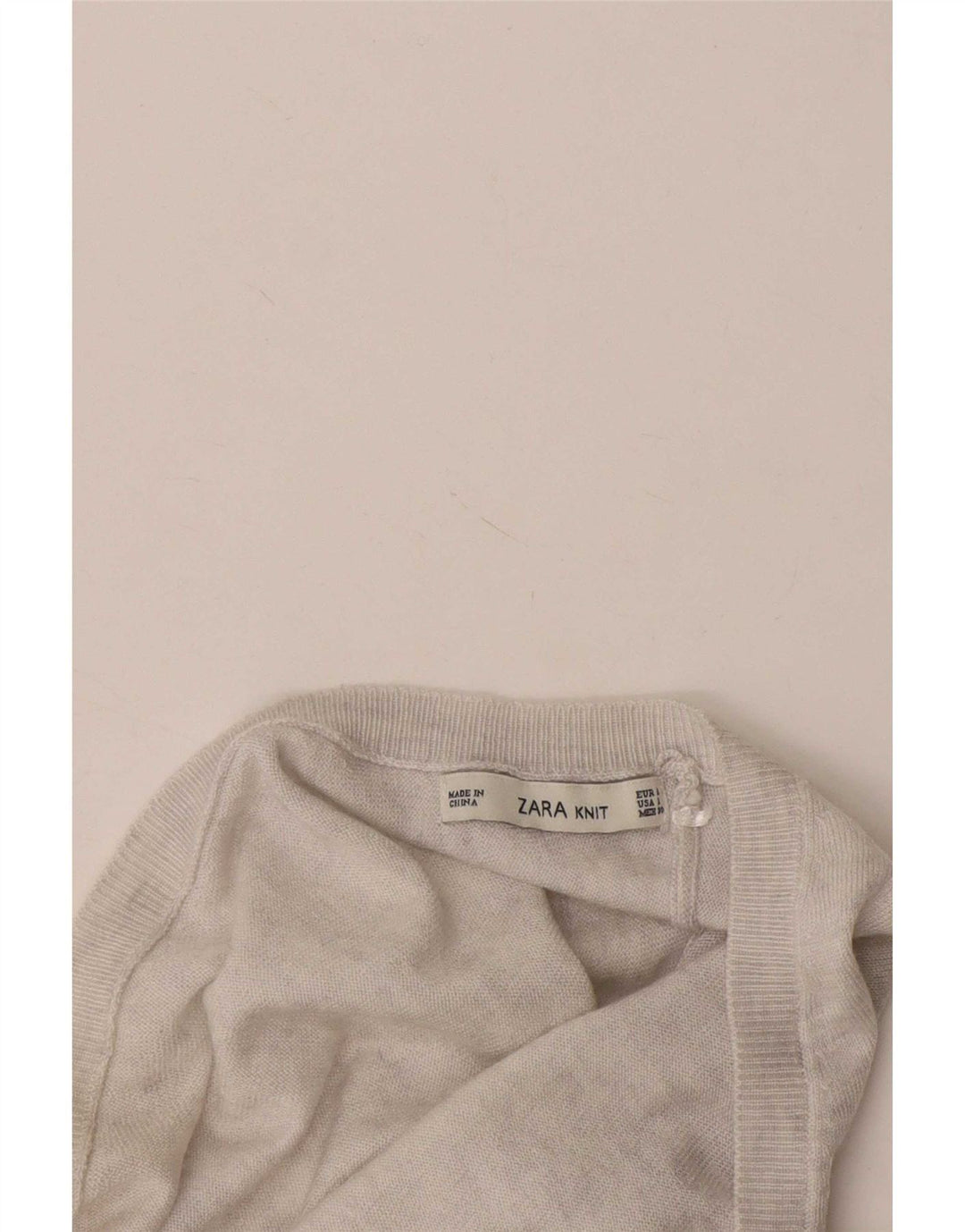 Zara Womens V-Neck Jumper Sweater UK 16 Large Grey