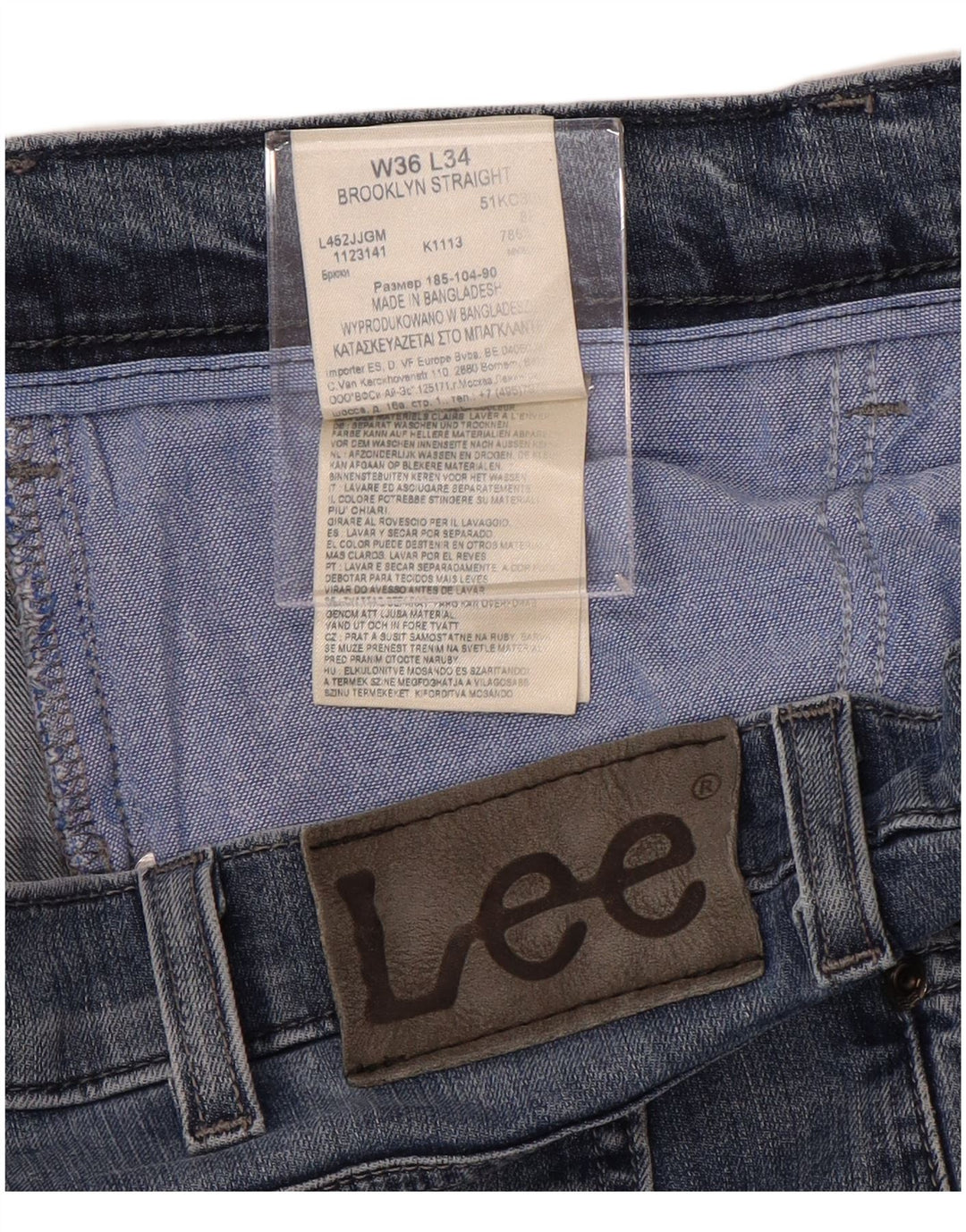 LEE Herren Brooklyn Straight Jeans W36 L29 Blaue Baumwolle