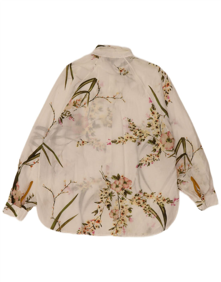 Massimo Dutti Womens See Through Oversized Shirt EU 36 XS White Floral