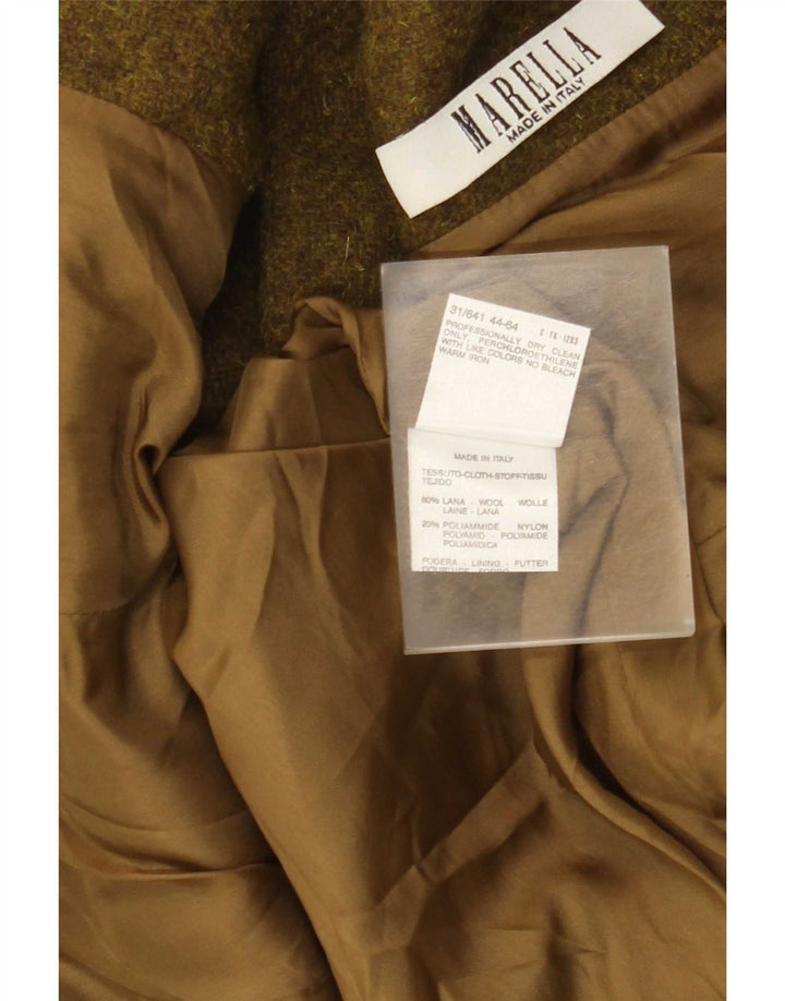 Marella Womens 4 Button Blazer Jacket UK 14 Large Khaki Paisley Wool