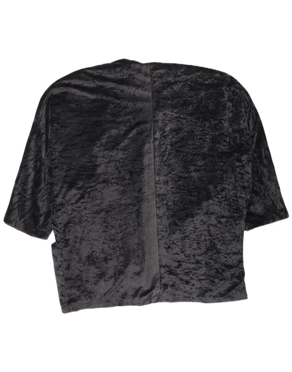vintage Femmes Surdimensionné 3/4 Manches Blazer Veste EU 43 Grand Noir Floral