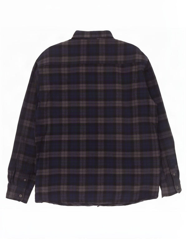 vintage Mens Lumberjack Flanelle Chemise Moyen Bleu Marine Chevron Coton