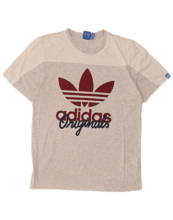 Adidas T-shirt graphique pour hommes en coton color block petit gris