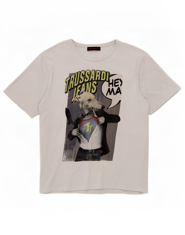 T-shirt grafica da uomo Trussardi Jeans Top 2XL cotone bianco