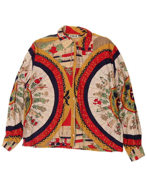 Vintage Kvinders grafisk skjorte UK 16 Large Multicolored Floral